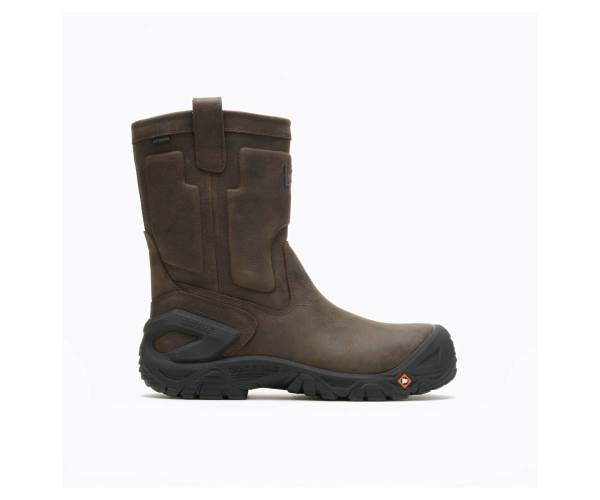 Merrell Strongfield Bőr Pull On Vízálló Comp Toe Munkabakancs Férfi Sötétbarna Akció | Webshop HU-LJ4139850